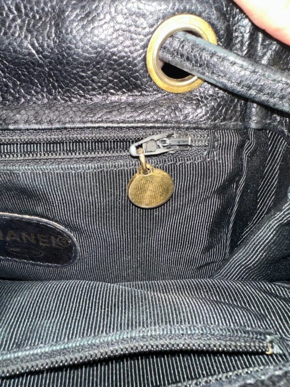 Chanel Vintage Black Caviar CC Backpack